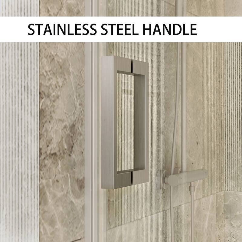 60''W Glass Frameless Shower Door, Shower Sliding Door in Black/Chrome