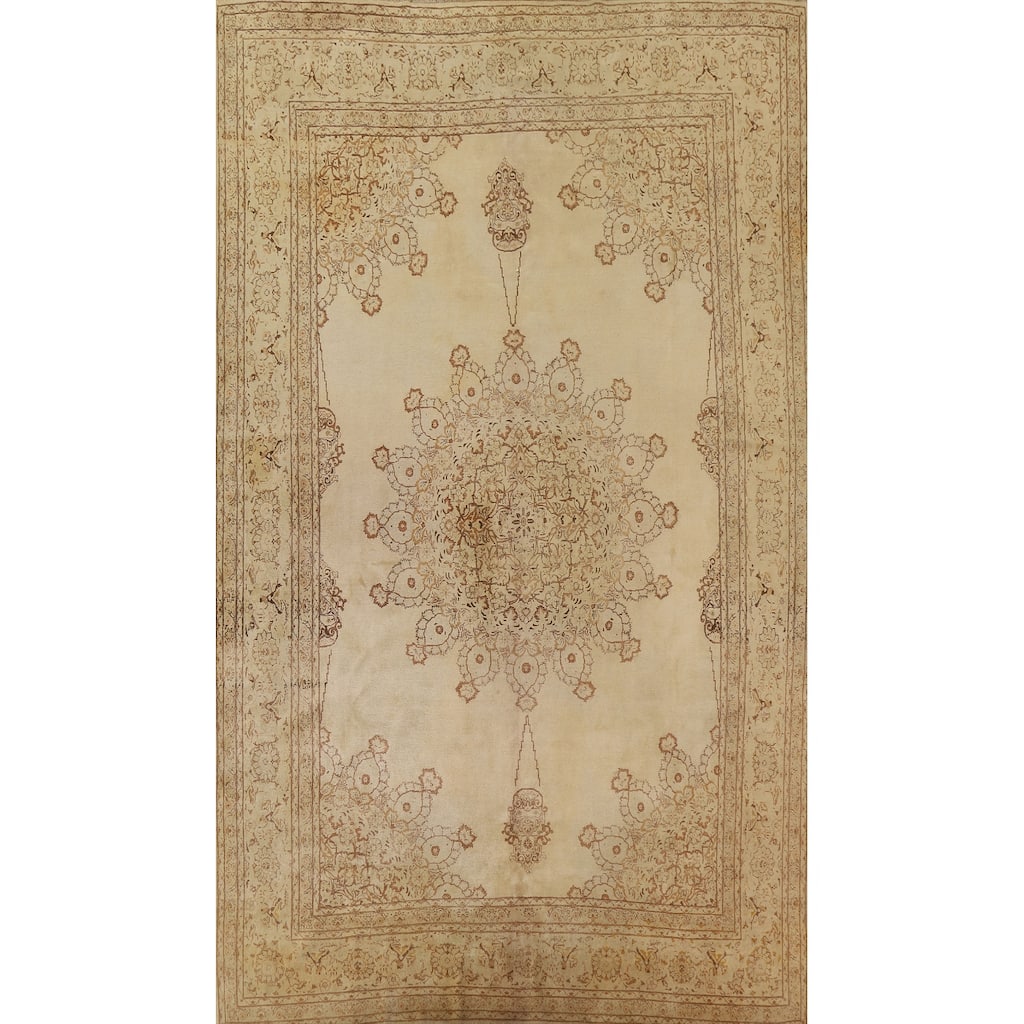 Vegetable Dye Kashan Persian Vintage Area Rug Hand-knotted Wool Carpet - 8'11" x 13'4"