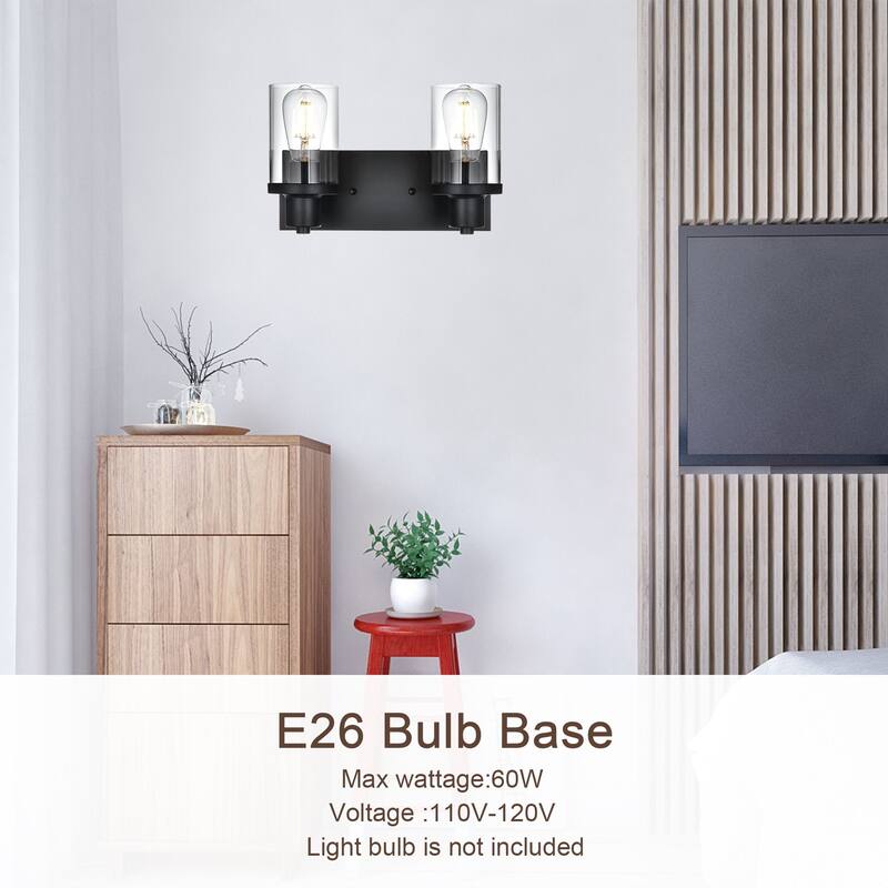 2 Light Bathroom Vanity Lighting with Clear Glass Shade