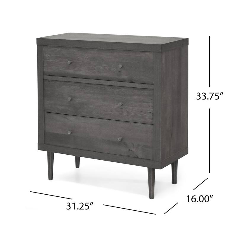 Wardrobe 3 Drawer Dresser Grey Entrance Cabinet for Bedroom, Hallway