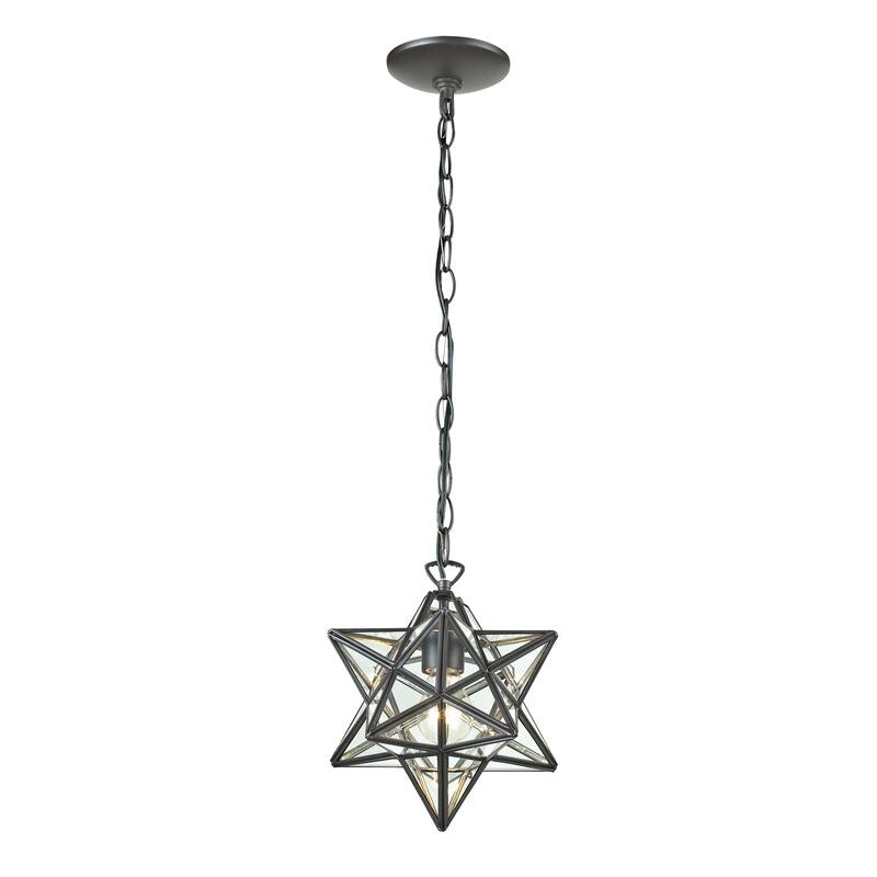 Star 12-inch Wide 1-Light Mini Pendant in Oil Rubbed Bronze - 12in W x 12in D x 12in H