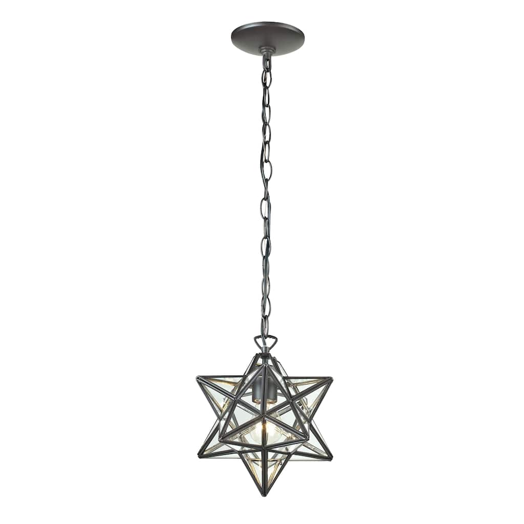 Star 12-inch Wide 1-Light Mini Pendant in Oil Rubbed Bronze