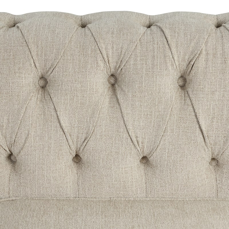 Morden Fort Linen Chesterfield Sofa with Button Tufted, Nailhead and Solid Wood Legs for Living Room
