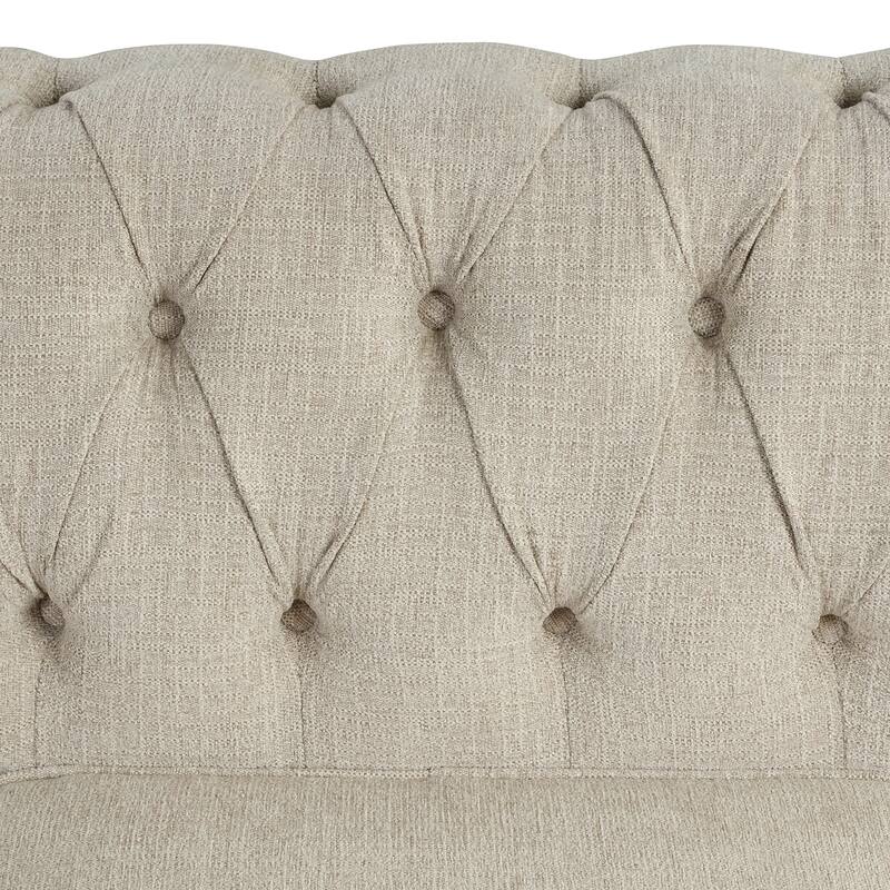 Morden Fort Tufted Upholstered Chesterfield set Loveseat, Sofa 2 PCS for Living Room, Fabric, Linen