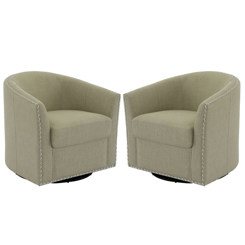 Nailhead Trim Upholstered Swivel Accent Chairs Set of 2