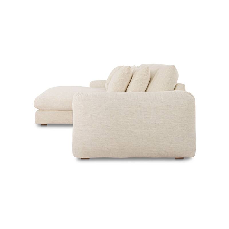 NADAAL STUDIOS Avelyn Left-Facing Sectional, Pillow-Soft Seating with Faux Feather Fill and Oat Fabric Upholstery