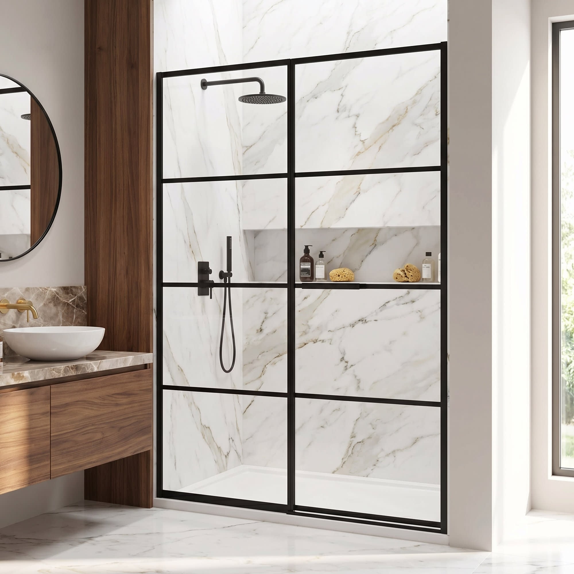 Vigo VG6084CL6074 Noma 74" High x 60" Wide Hinged Framed Shower Door