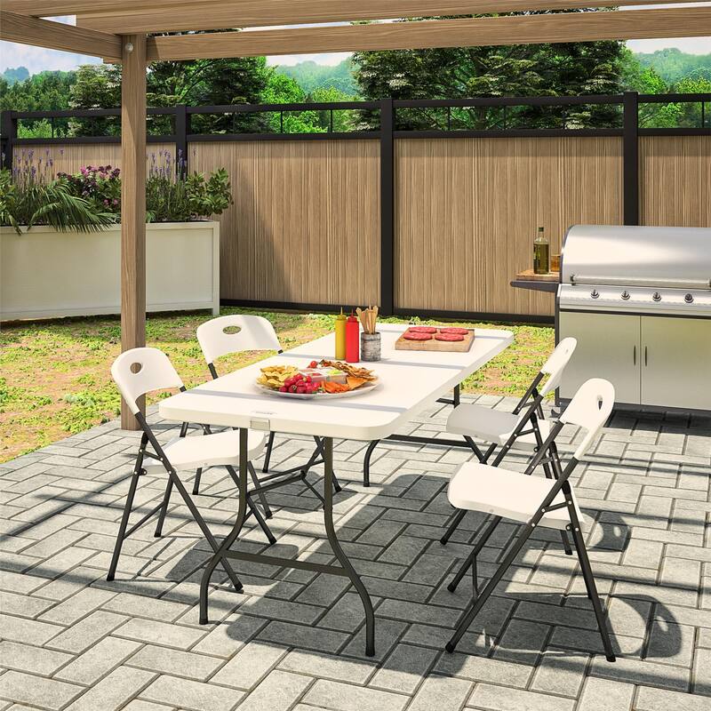 COSCO Solid Resin Plastic Indoor/Outdoor Plastic Folding Chair, 4-Pack