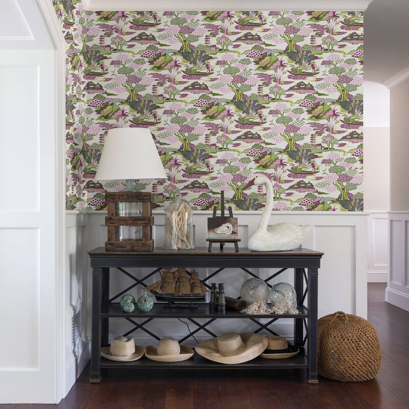 A-Street Prints Joy De Vie Magenta Toile Wallpaper