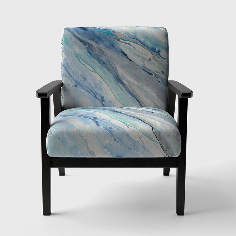 Designart "Blue Silver Spring II" Upholstered Modern Lake House Accent Chair - Arm Chair