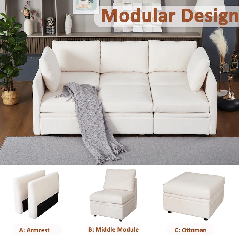 9 Seater Modular Sectional Sofa Couch with Underseat Storage