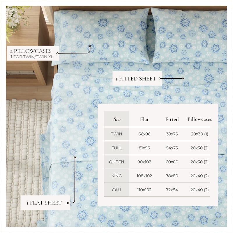 Linery & Co. Ultra-Soft Turkish Cotton Flannel Christmas Print Sheet Set