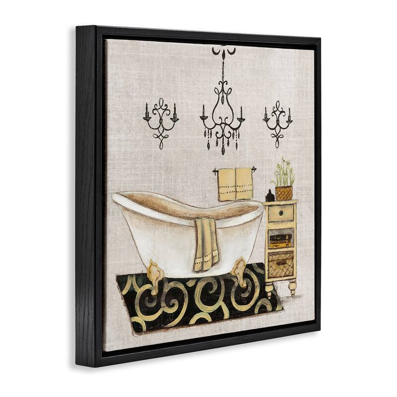 Stupell Vintage Luxurious Bathroom Tub Framed Floater Canvas Wall Art Design By Janet Tava