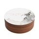 preview thumbnail 15 of 24, Modern Round Movable Coffee Table with Casters, 2 Drawers,Marble Pattern Sintered Stone Top