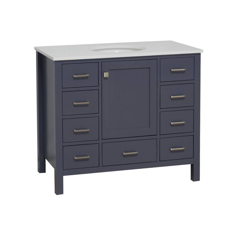 KitchenBathCollection Horizon 42" Bathroom Vanity with Engineered White Top