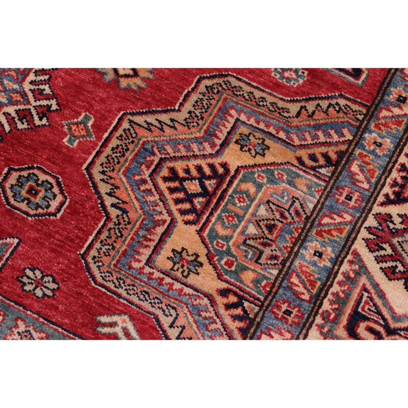 Tribal Super Kazak Alessandra Red/Natural Hand Knotted Wool Rug - 5'11'' x 7'4''