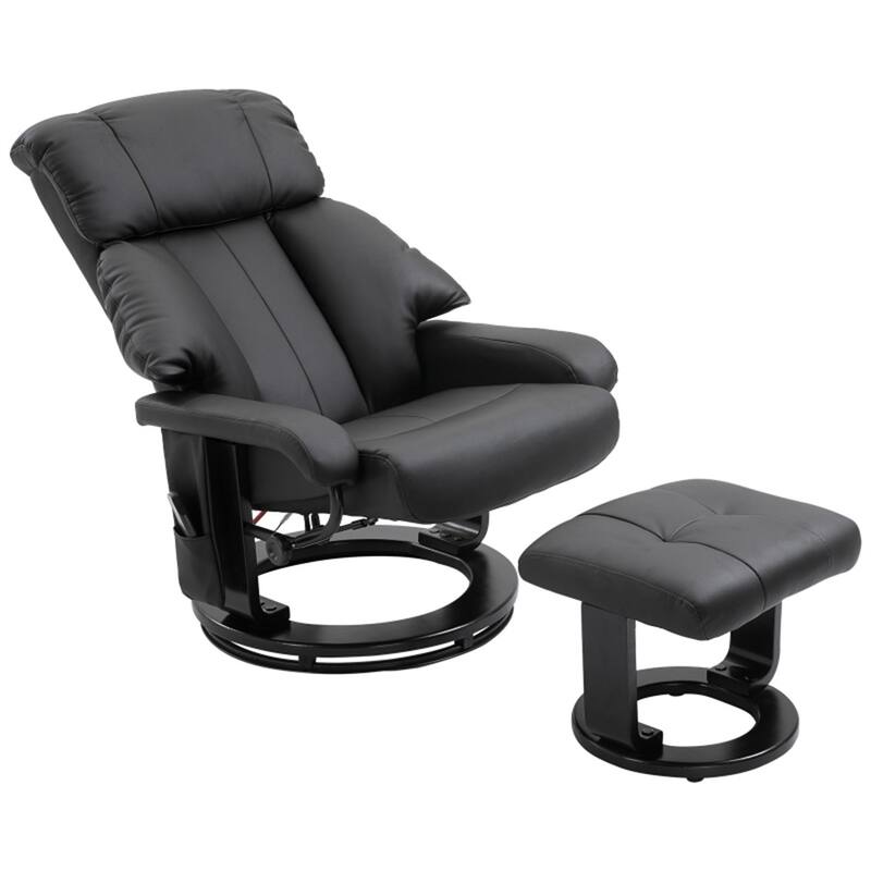 PU Leather Massage Recliner Chair with Ottoman and 10-Point Vibration Remote Included - 30" W x 31.5" D x 40.25" H