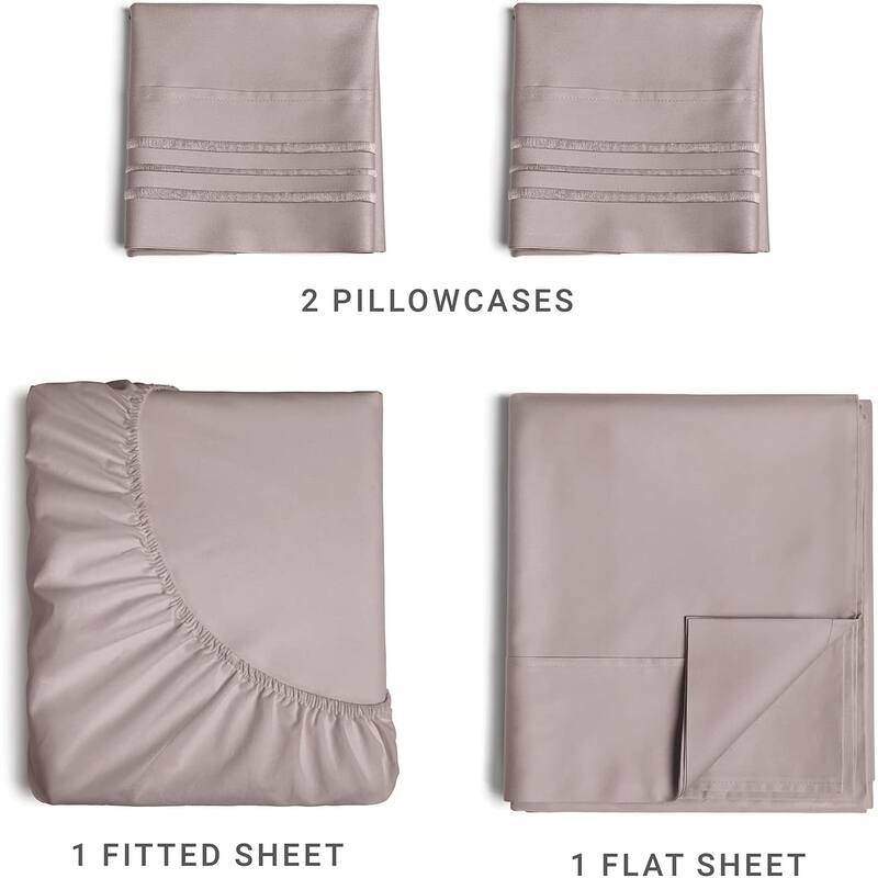 CGK Linens 4 Piece Solid Microfiber Deep Pocket Soft Bed Sheet Set