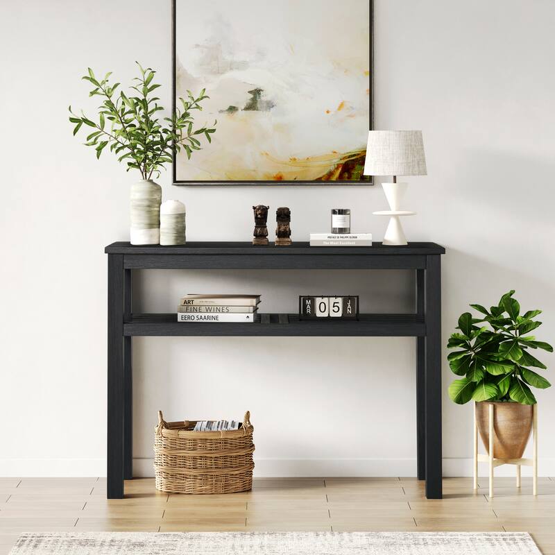 NPD Furniture Tiburon Acacia Wood Console Table with Shelf