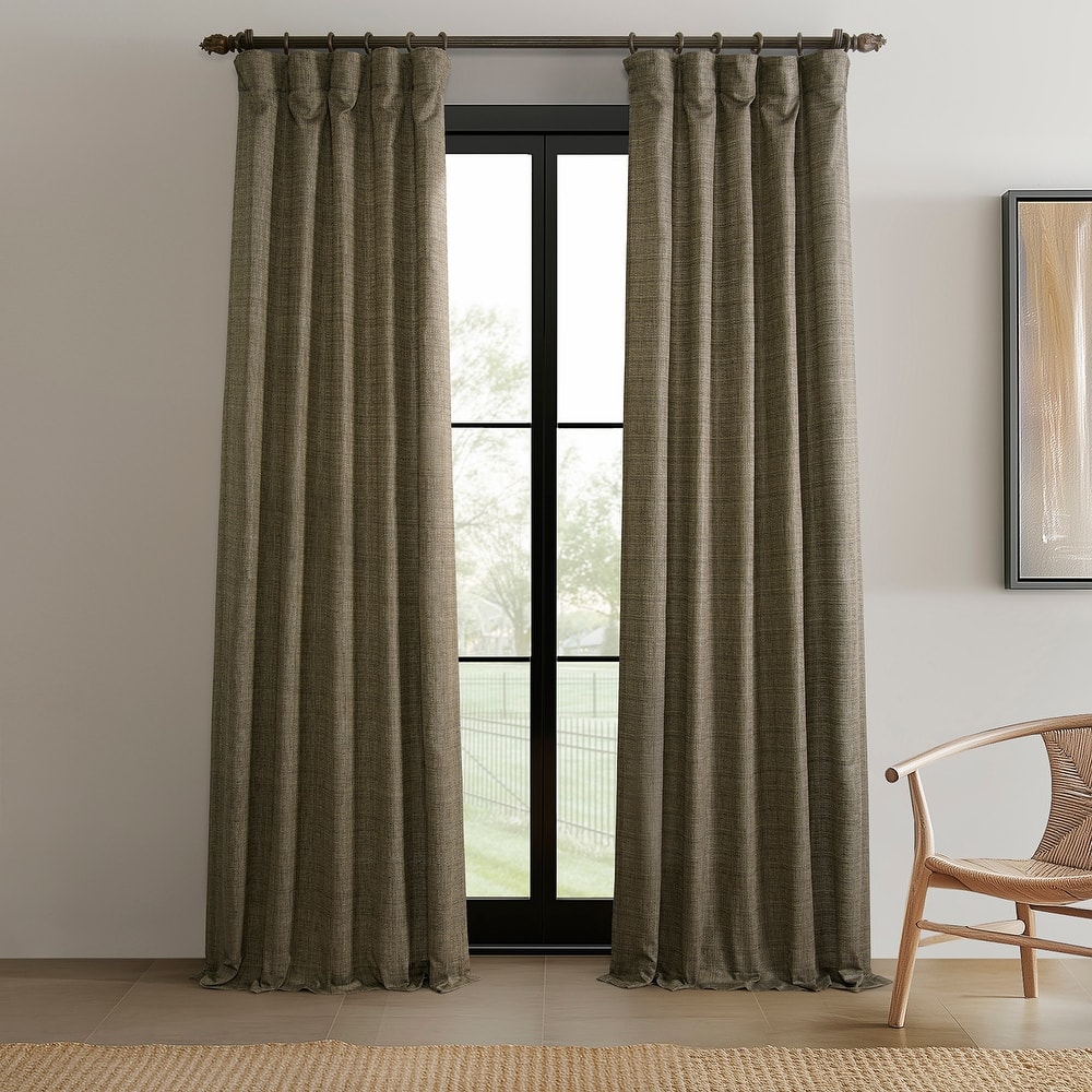 Exclusive Fabrics Raw Linen Weave Light Filtering Curtains for Bedroom & Living Room Curtains Pair - 2 Panel Drapes
