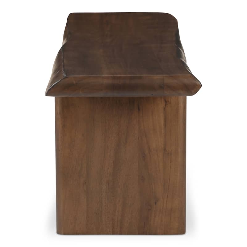 NADAAL STUDIOS Nadaal Jorah Dining Bench, Live Edge Solid Acacia Wood with Matte Gloss Finish, Seats 3, Brown