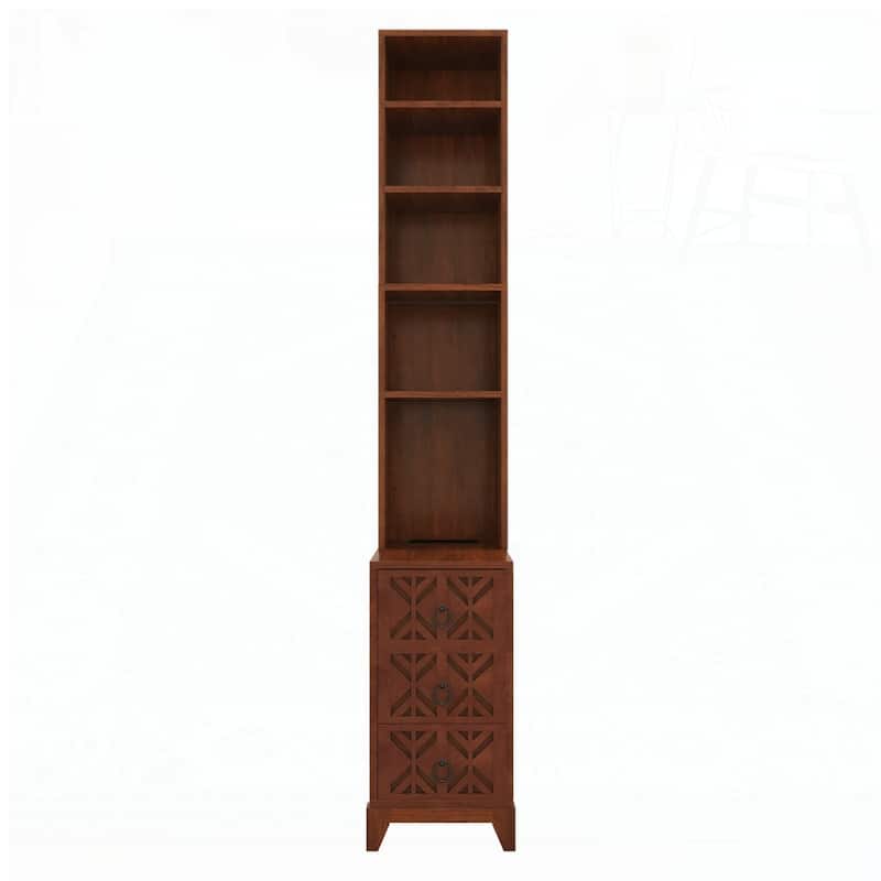 3 Drawers NightStand Corner Table with 4 Open Shelves