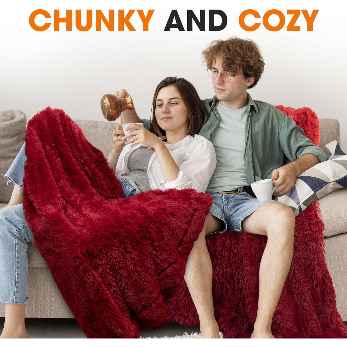 Cheer Collection Reversible Faux Fur Accent Throw Blanket-image