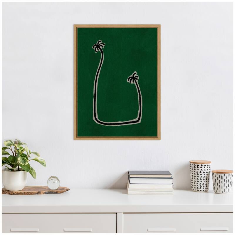 Kate and Laurel Sylvie Soul Bound Green Framed Canvas by Shatha Al Dafai