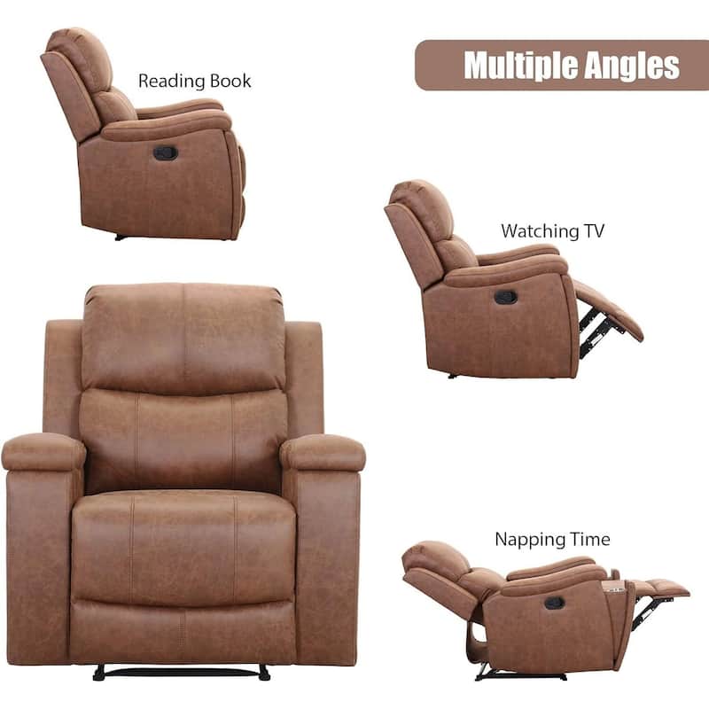 Manual reclining chair with soft and comfortable cushions