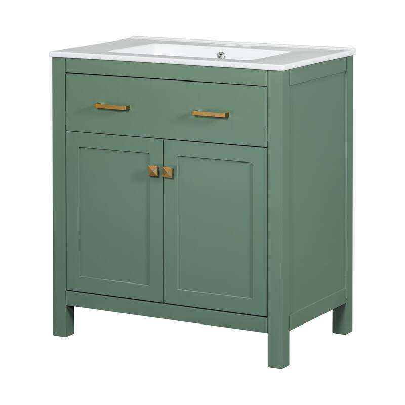 30 Inch Single Sink Bathroom Vanity Cabinet, Solid Wood Frame