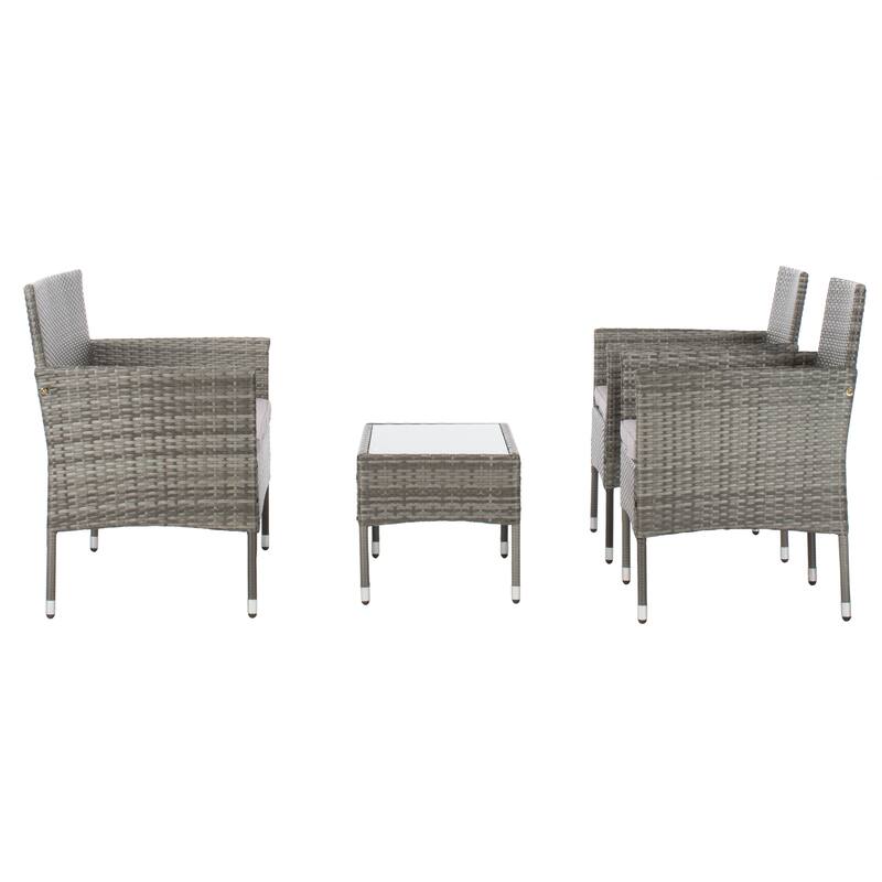 SAFAVIEH Outdoor Amiyah 4-Piece Conversation Patio Set - 24Wx16Dx15H