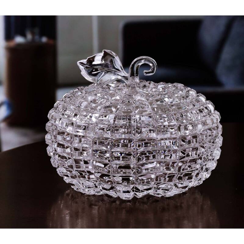 Diamond Cut Pumpkin Jar - 6.5" - Clear