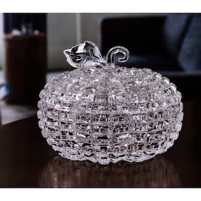 Diamond Cut Pumpkin Jar - 6.5" - Clear