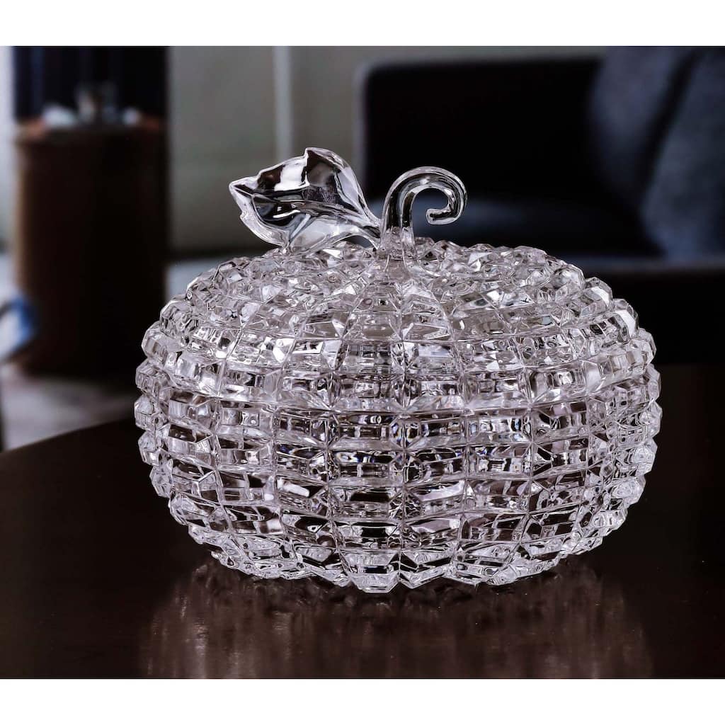 Diamond Cut Pumpkin Jar - 6.5" - Clear