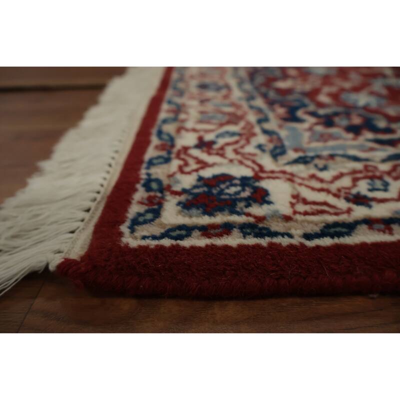 Hand Knotted Oriental 100% Wool Carpet Traditional Floral Red Sarouk Runner Rug - 6' 1'' X 2' 1''