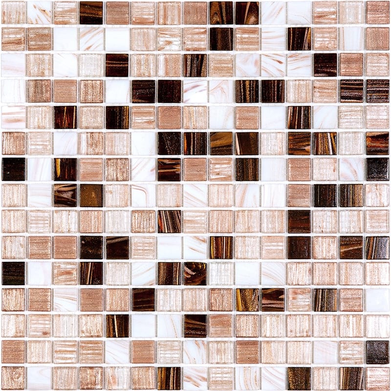 Apollo tile 12" x 12" Mingles Glossy Shimmer Beige Brown Glass Tile (20 sq ft/case) - 20 Pack
