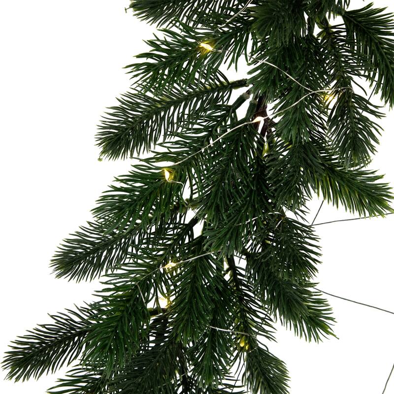 LED Lighted Pine Garland Christmas Tree Decoration - 3' - Warm White Lights