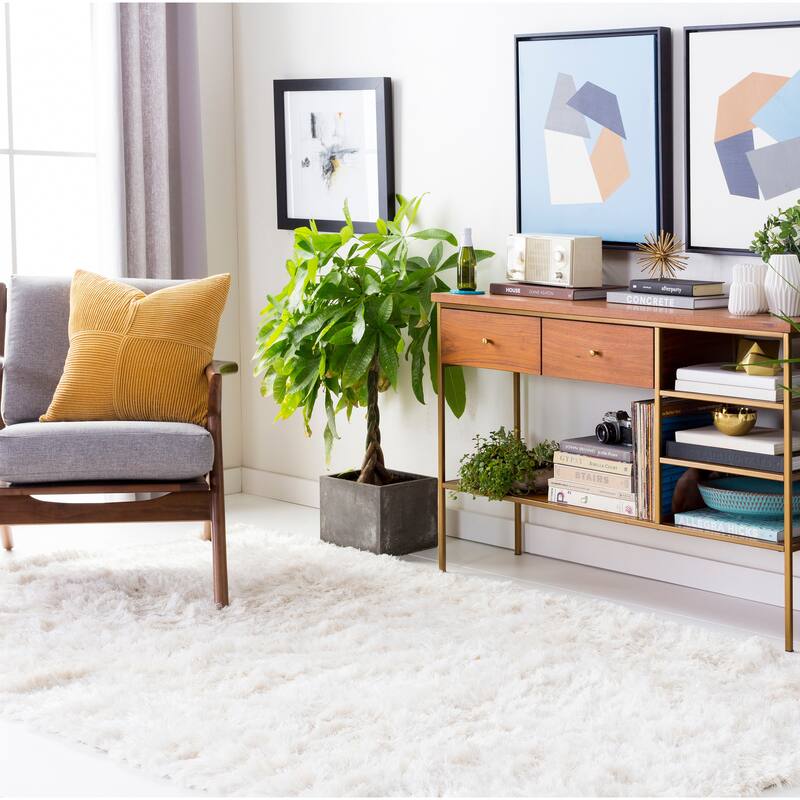 Hand-woven Altus Plush Area Rug - White - 5' x 8'