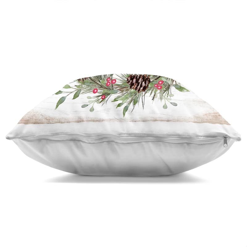Stupell Rustic Christmas Pinecone Wreath Decorative Printed Throw Pillow Design by Elizabeth Tyndall