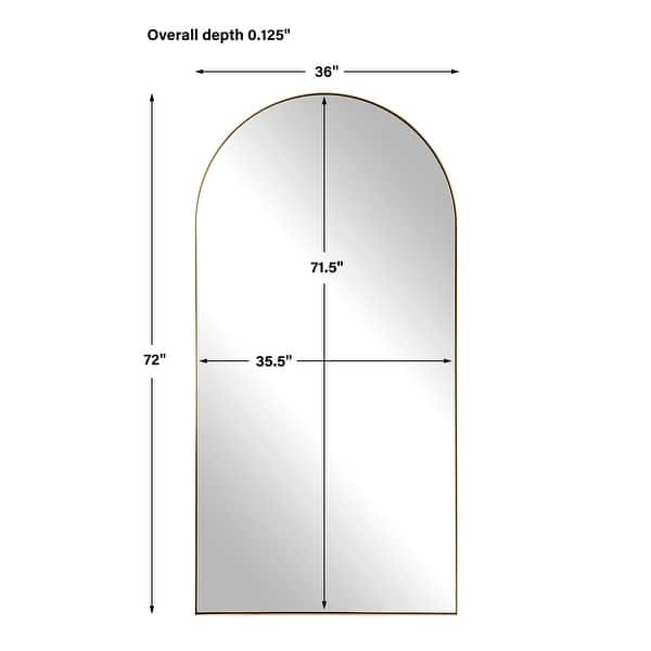 Uttermost Crosley Antique Brass Arch Mirror - 36"W x 72"H x 0.125"D