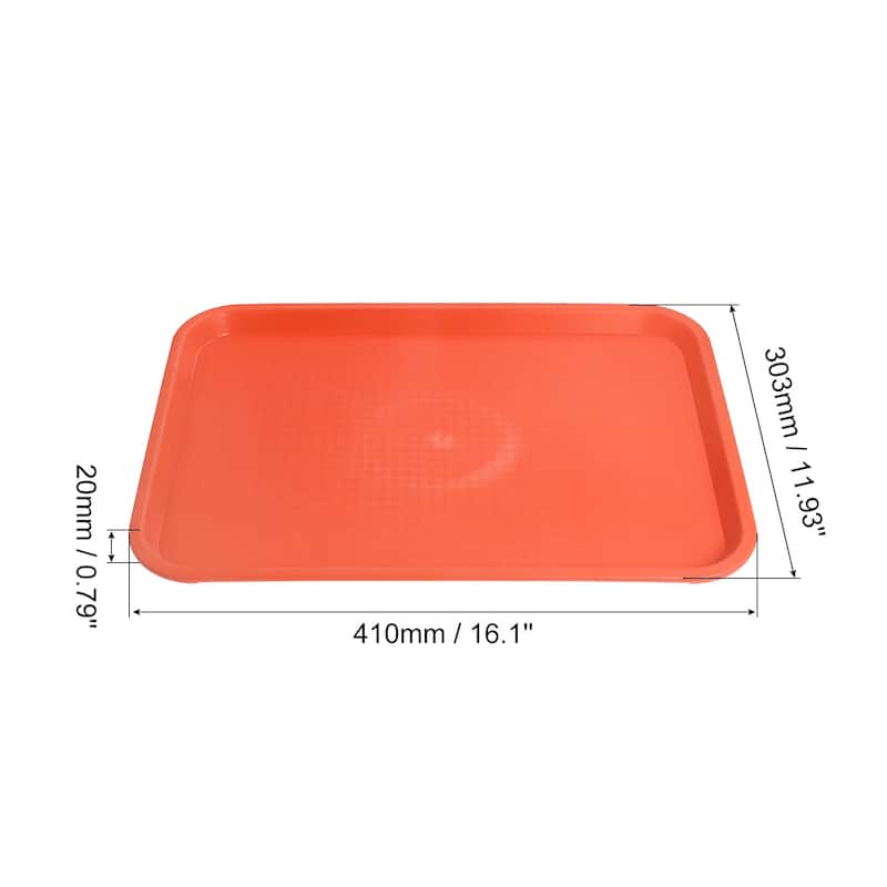 12" x 16" Plastic Fast Food Trays Bulk Rectangular Serving Trays, Orange - Orange