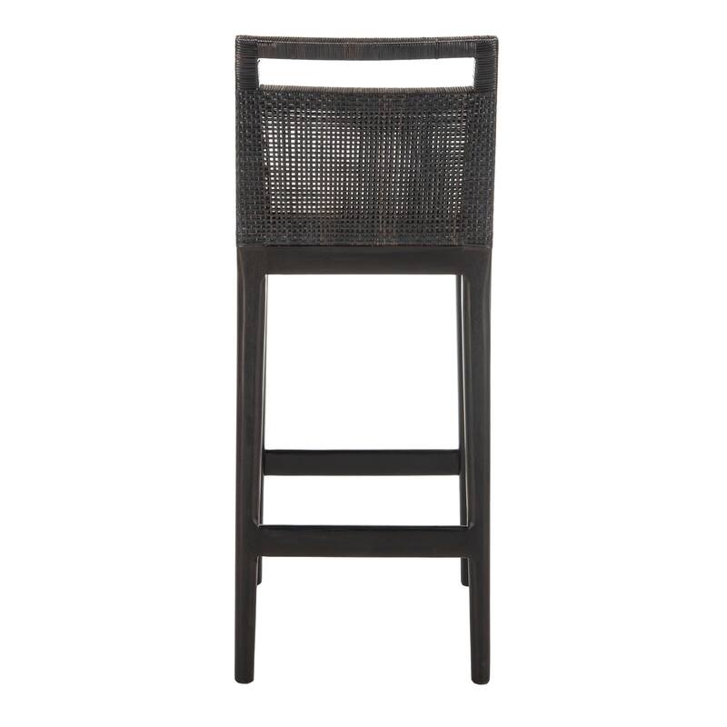 SAFAVIEH Cune 28.8 Inch Woven Dining Darin Black/ Black Cushion Bar Stool - 15.8" x 20.5" x 38.8" - 16Wx21Dx39H