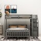preview thumbnail 3 of 29, Cottage Concise Style Twin over Full Loft Bed with Storage Staircase,Solid Wood Versatile Bed with Full-Length Guardrail