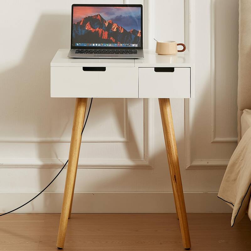 Small Makeup Vanity Table, Dresser Desk With 2 Drawers,Flip Top Mirror Organizer,Makeup Dressing Table