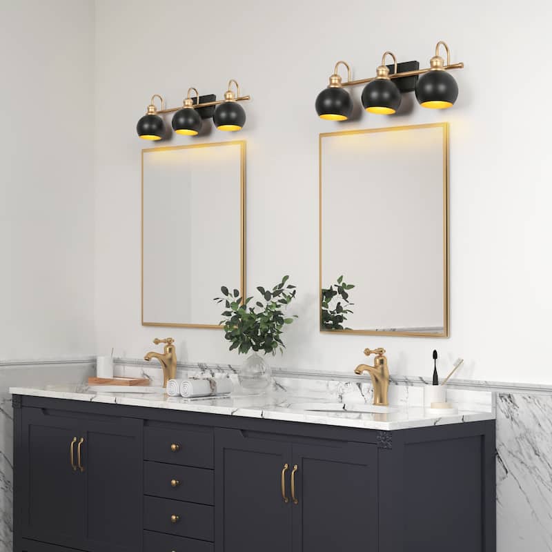 Alestair Modern Farmhouse Metal Black Bathroom Vanity Lights Dimmable ...