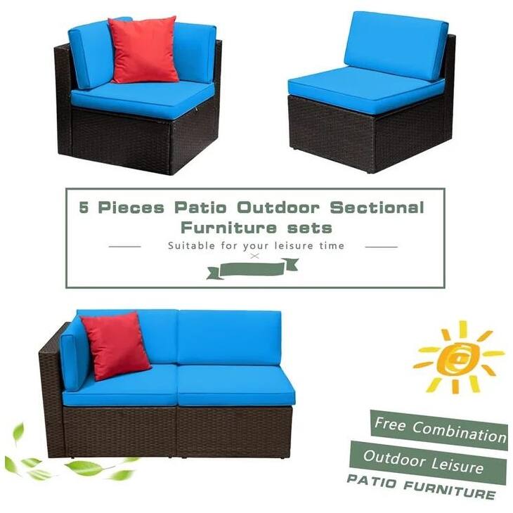 Furniwell 2-piece Outdoor Sectional Sofa Patio Conversation Set for Small Area