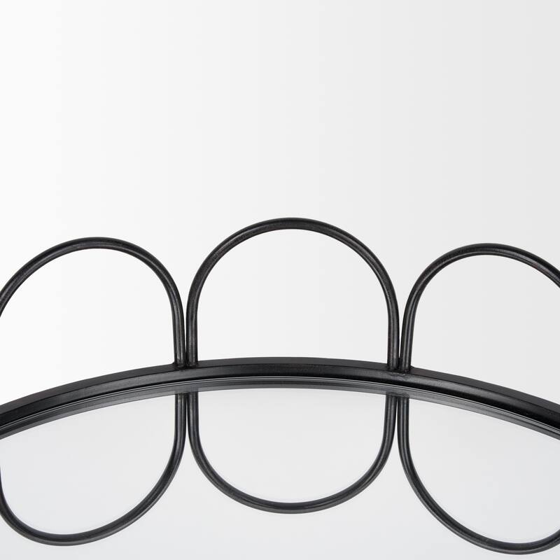 Lenore Round Metal/Mirror Tray Black (Set of 2) - 18.9L x 18.9W x 4.3H
