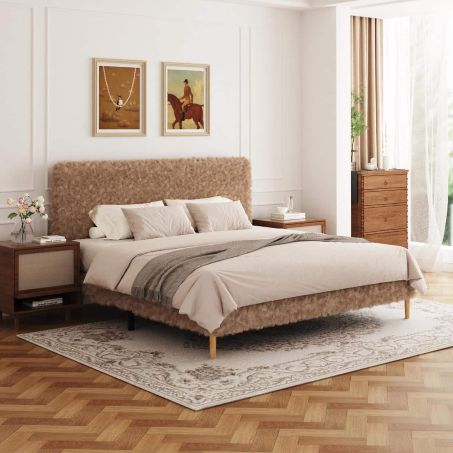 King Size Platform Bed Frame with Adjustable Headboard, Soft Rounded Corners, Easy Assembly, Noise Free