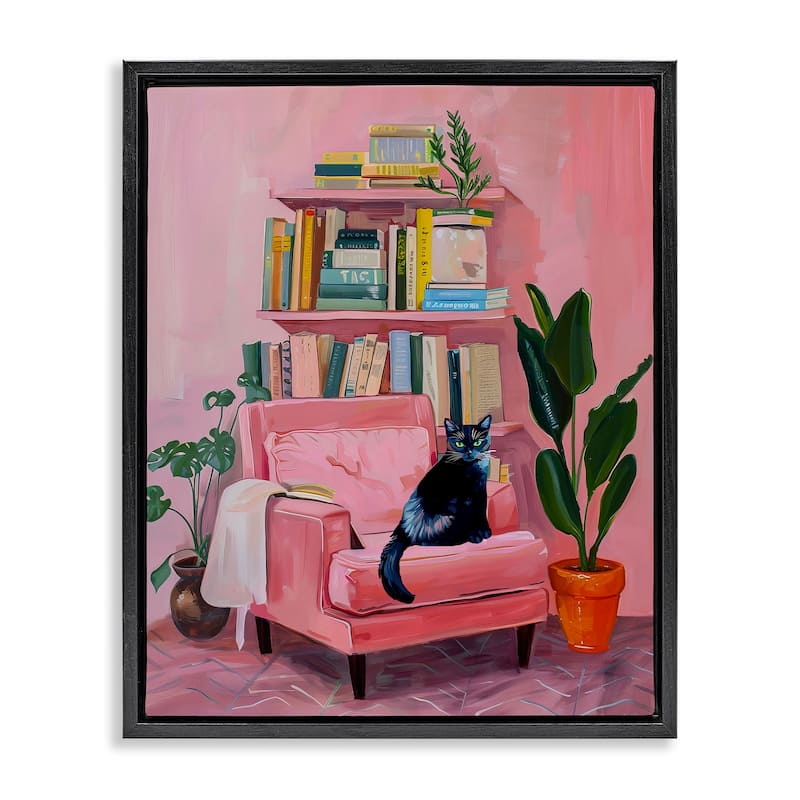Stupell Calm & Cozy Pink Interior Framed Floater Canvas Wall Art Design By Lil' Rue - 17 x 21 - Black