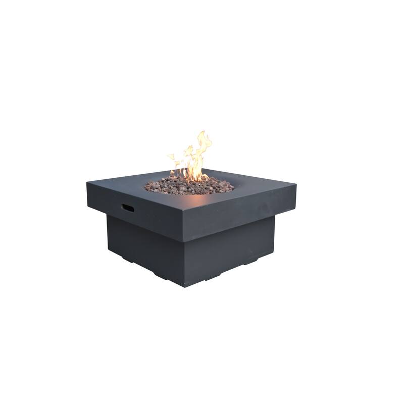 Modeno Branford 50,000 BTU Black Concrete Natural Gas Fire Table with Lava Rocks & Cover - 34.3 X 34.3 X 16.9